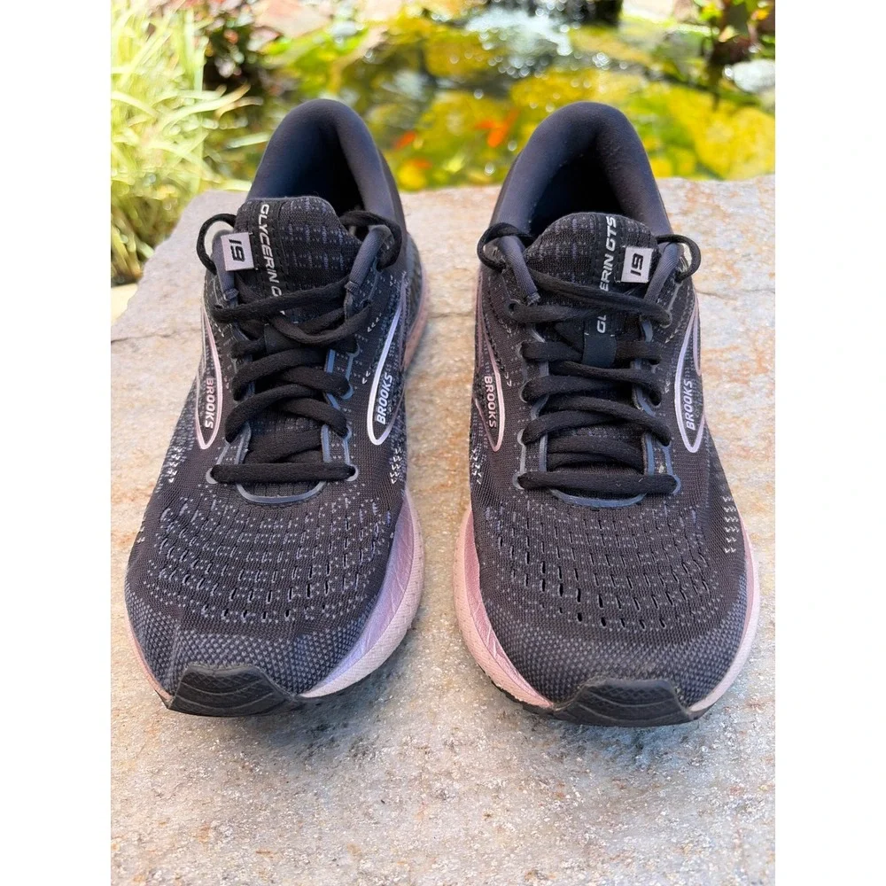 Brooks Glycerin GTS 19 Womens Running Shoes Black Pink 1203441B074 Size 8